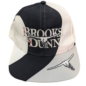 Brooks & Dunn‎ Hat Head to Toe Black White Rodeo Bull Embroidered Adjustable Cap